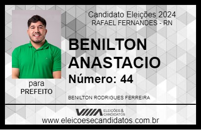 Candidato BENILTON ANASTACIO 2024 - RAFAEL FERNANDES - Eleições