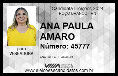 Candidato ANA PAULA AMARO 2024 - POÇO BRANCO - Eleições