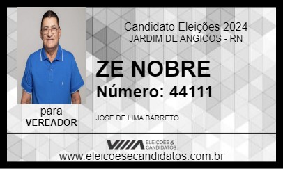 Candidato ZE NOBRE 2024 - JARDIM DE ANGICOS - Eleições