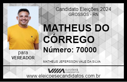 Candidato MATHEUS DO CÓRREGO 2024 - GROSSOS - Eleições