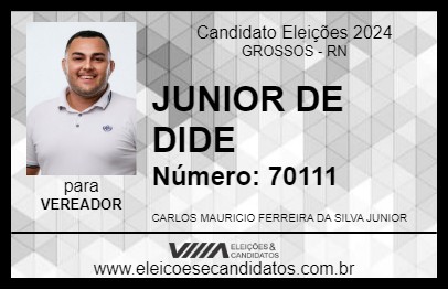 Candidato JUNIOR DE DIDE 2024 - GROSSOS - Eleições