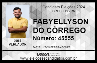 Candidato FABYELLYSON DO CÓRREGO 2024 - GROSSOS - Eleições