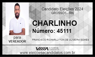 Candidato CHARLINHO 2024 - GROSSOS - Eleições