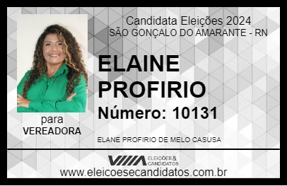 Candidato ELAINE PROFIRIO 2024 - SÃO GONÇALO DO AMARANTE - Eleições