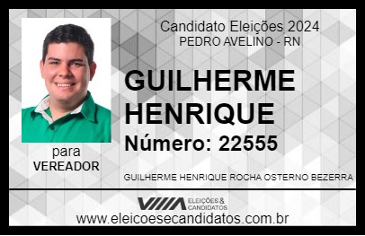 Candidato GUILHERME HENRIQUE 2024 - PEDRO AVELINO - Eleições