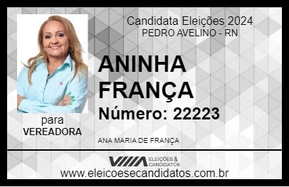 Candidato ANINHA FRANÇA 2024 - PEDRO AVELINO - Eleições