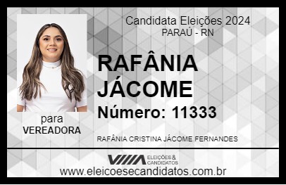 Candidato RAFÂNIA JÁCOME 2024 - PARAÚ - Eleições