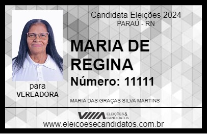 Candidato MARIA DE REGINA 2024 - PARAÚ - Eleições