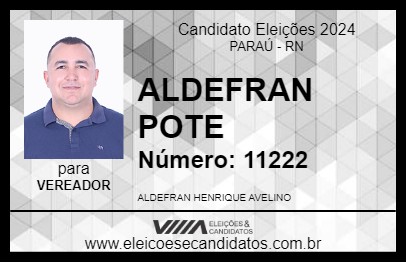 Candidato ALDEFRAN POTE 2024 - PARAÚ - Eleições