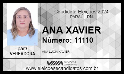 Candidato ANA XAVIER 2024 - PARAÚ - Eleições