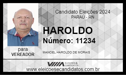 Candidato HAROLDO 2024 - PARAÚ - Eleições