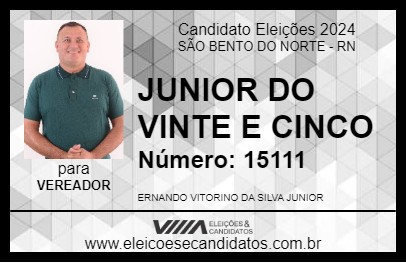 Candidato JUNIOR DO VINTE E CINCO 2024 - SÃO BENTO DO NORTE - Eleições