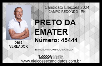 Candidato PRETO DA EMATER 2024 - CAMPO REDONDO - Eleições