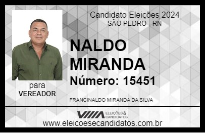 Candidato NALDO MIRANDA 2024 - SÃO PEDRO - Eleições