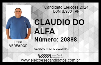 Candidato CLAUDIO DO ALFA 2024 - BOM JESUS - Eleições