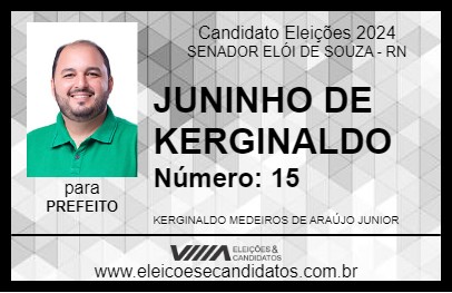 Candidato JUNINHO DE KERGINALDO 2024 - SENADOR ELÓI DE SOUZA - Eleições