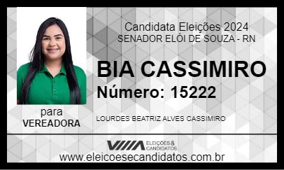 Candidato BIA CASSIMIRO 2024 - SENADOR ELÓI DE SOUZA - Eleições