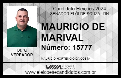 Candidato MAURICIO DE MARIVAL 2024 - SENADOR ELÓI DE SOUZA - Eleições