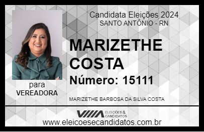 Candidato MARIZETHE COSTA 2024 - SANTO ANTÔNIO - Eleições