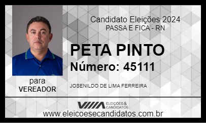 Candidato PETA PINTO 2024 - PASSA E FICA - Eleições