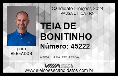 Candidato TEIA DE BONITINHO 2024 - PASSA E FICA - Eleições