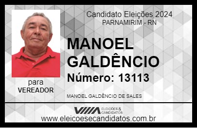 Candidato MANOEL GALDÊNCIO 2024 - PARNAMIRIM - Eleições