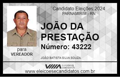 Candidato JOÃO DA PRESTAÇÃO 2024 - PARNAMIRIM - Eleições