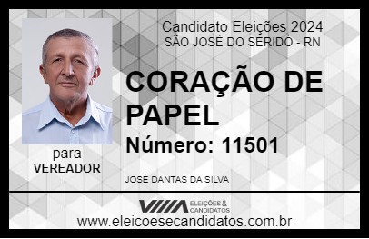 Candidato CORAÇÃO DE PAPEL 2024 - SÃO JOSÉ DO SERIDÓ - Eleições