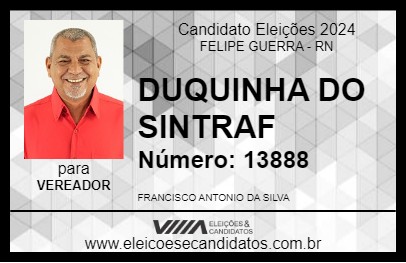 Candidato DUQUINHA DO SINTRAF 2024 - FELIPE GUERRA - Eleições