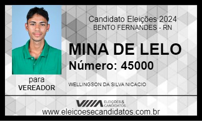 Candidato MINA DE LELO 2024 - BENTO FERNANDES - Eleições