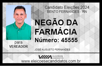 Candidato NEGÃO DA FARMÁCIA 2024 - BENTO FERNANDES - Eleições