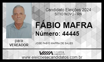 Candidato FÁBIO MAFRA 2024 - SÍTIO NOVO - Eleições