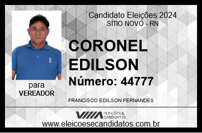 Candidato CORONEL EDILSON 2024 - SÍTIO NOVO - Eleições