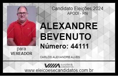 Candidato ALEXANDRE  BEVENUTO 2024 - APODI - Eleições