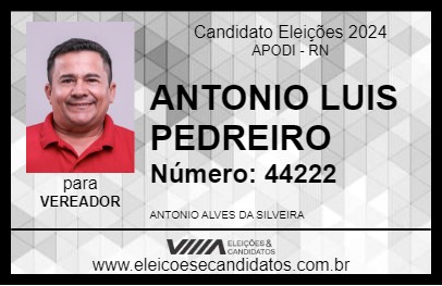 Candidato ANTONIO LUIS PEDREIRO 2024 - APODI - Eleições