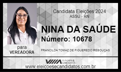 Candidato NINA DA SAÚDE 2024 - ASSÚ - Eleições