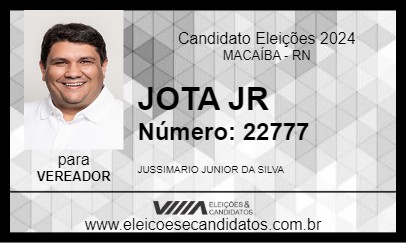 Candidato JOTA JR 2024 - MACAÍBA - Eleições