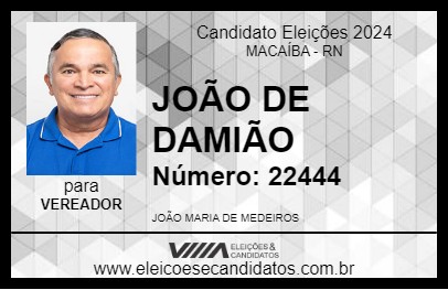 Candidato JOÃO DE DAMIÃO 2024 - MACAÍBA - Eleições