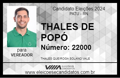 Candidato THALES DE POPÓ 2024 - PATU - Eleições