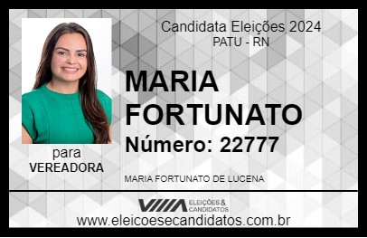 Candidato MARIA FORTUNATO 2024 - PATU - Eleições