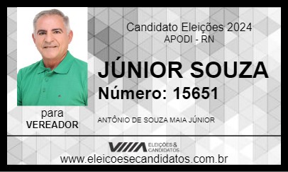 Candidato JÚNIOR SOUZA 2024 - APODI - Eleições