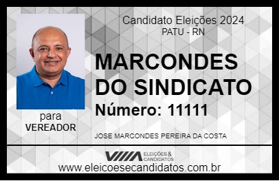 Candidato MARCONDES DO SINDICATO 2024 - PATU - Eleições