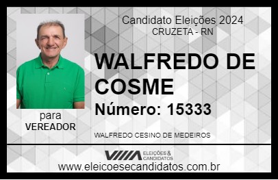 Candidato WALFREDO DE COSME 2024 - CRUZETA - Eleições