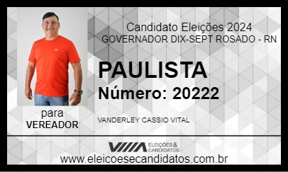 Candidato PAULISTA 2024 - GOVERNADOR DIX-SEPT ROSADO - Eleições