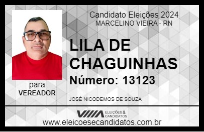 Candidato LILA DE CHAGUINHAS 2024 - MARCELINO VIEIRA - Eleições