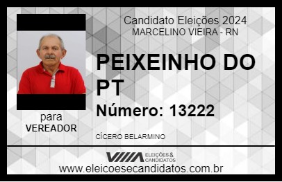 Candidato PEIXEINHO DO PT 2024 - MARCELINO VIEIRA - Eleições