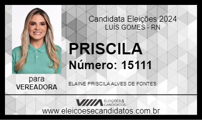 Candidato PRISCILA 2024 - LUÍS GOMES - Eleições