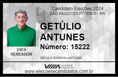 Candidato GETÚLIO ANTUNES 2024 - SÃO PAULO DO POTENGI - Eleições