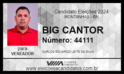 Candidato BIG CANTOR 2024 - MONTANHAS - Eleições