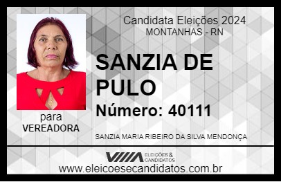 Candidato SANZIA DE PULO 2024 - MONTANHAS - Eleições